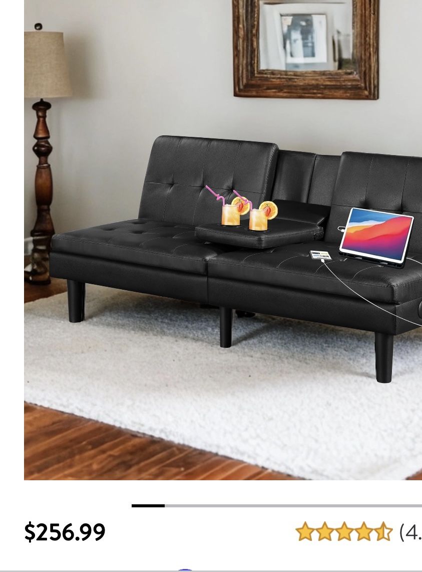 Theatre Memory Foam/Leather Futon/Couch