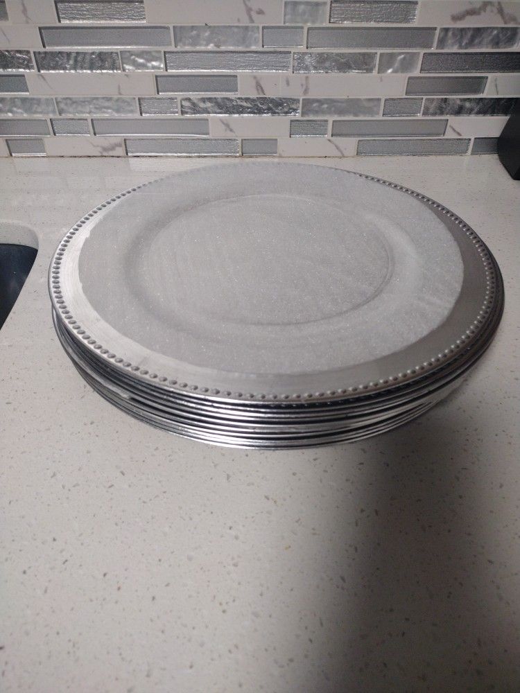 Silver Plastic Charger Plate