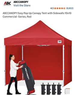 ABCCANOPY Easy Pop Up Canopy Tent with Sidewalls 10x10 Commercial, Red