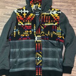 Hurley X Pendleton X Nike Men’s Medium Thick Gray and Tribal Patterned Hoodie Jacket (2006)