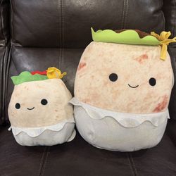 2 Kellytoy Squishmallows Bernardo the Burrito 2021 Large 14” & Med 8” Flipamallows Bernardo/Austin
