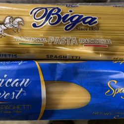 Two 16-ounce packs of dried spaghetti noodles