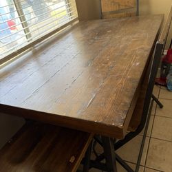 Oak And Metal Bar Height Table 