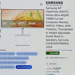 Samsung 34” ViewFinity Curved computer monitor