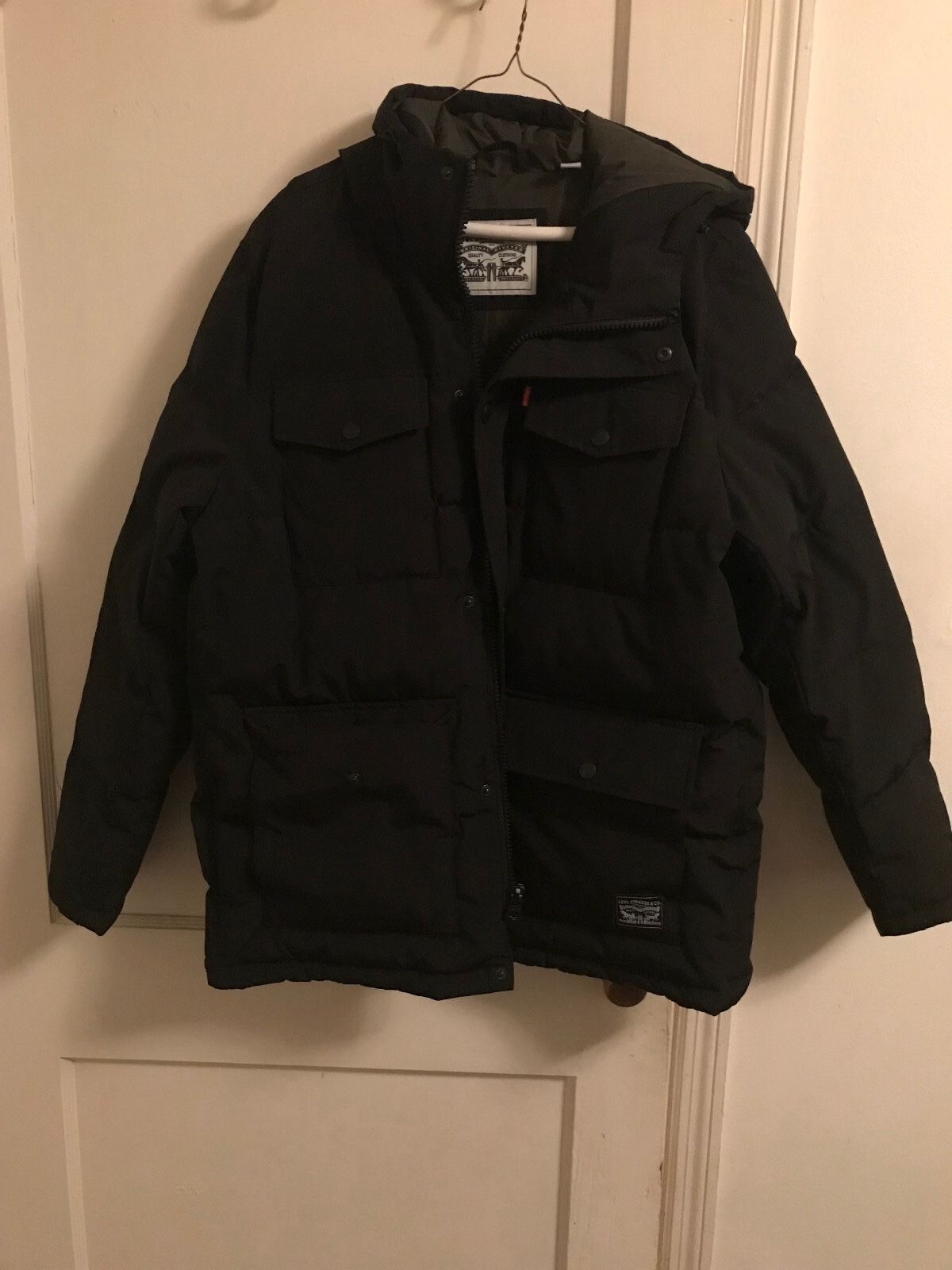 PRE-OWNED Levi’s Arctic Cloth Heavyweight Winter Hooded Black Parka - Large Size