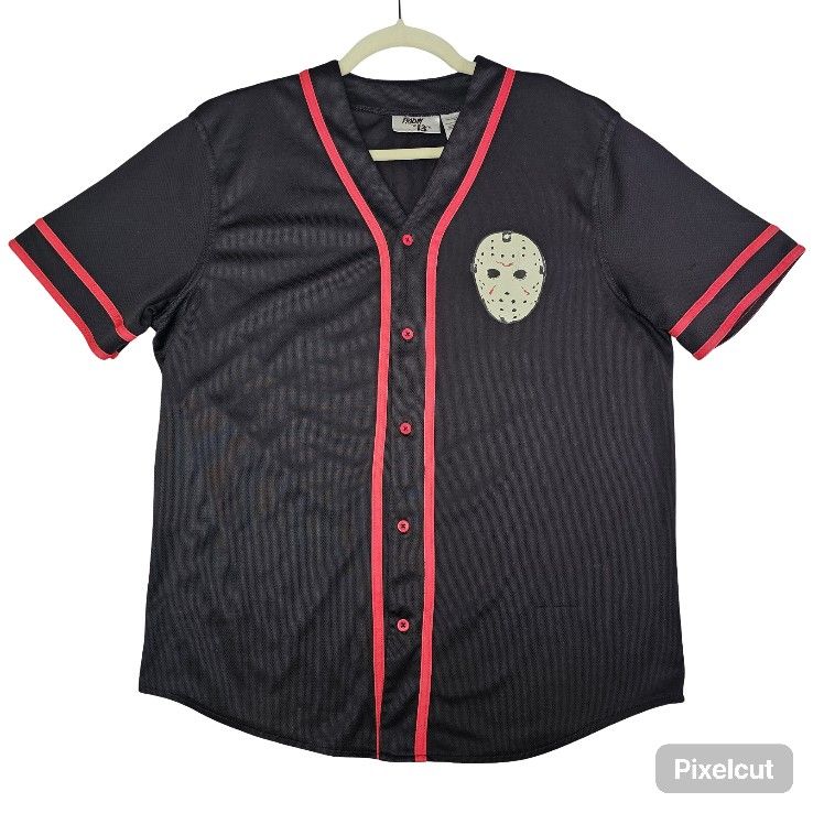 Friday the 13th Jason Voorhees Black Baseball Jersey Men's Large Shirt Medium