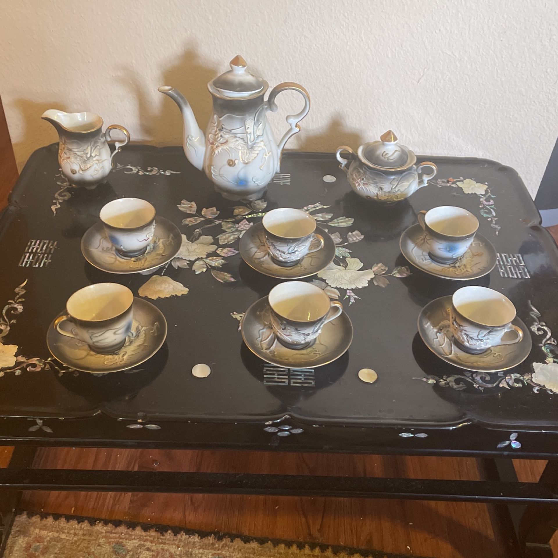 Porcelain dragon complete Tea Set For Serving Six