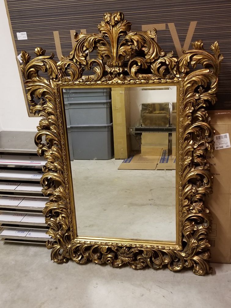 Mirame' Mirror with Antique Gold Finish