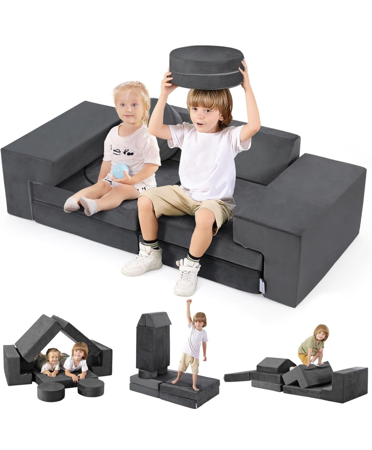 New 11pcs Modular Kids Play Couch, Kids Couch Building Fort