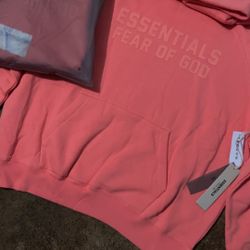 Coral Men’s Essentials Fear Of God Hoodie 