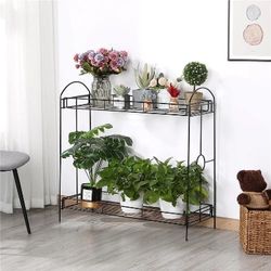Metal Construction, Rust Resistant Paint, Practical Storage/Plant Shelving Unit, 85cm/33.5’’ W x 34cm/13.4’’ D x 81cm/31.9