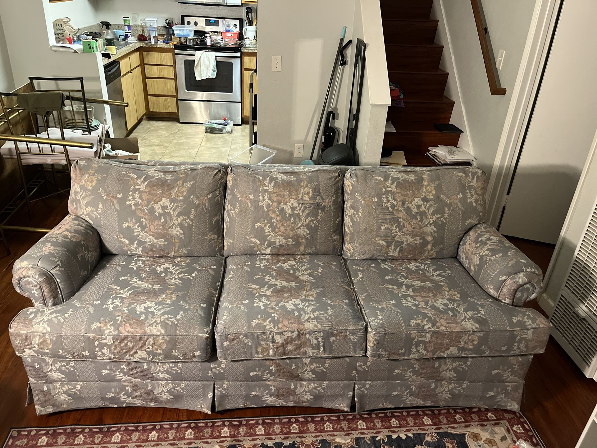 FREE - Grey Floral Couch And Loveseat