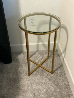Round Glass Top Gold Side Table