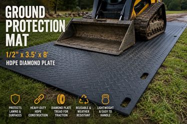 Heavy-Duty Ground Protection Mat – 1/2" x 3.5' x 8' Diamond Plate Poly Mat