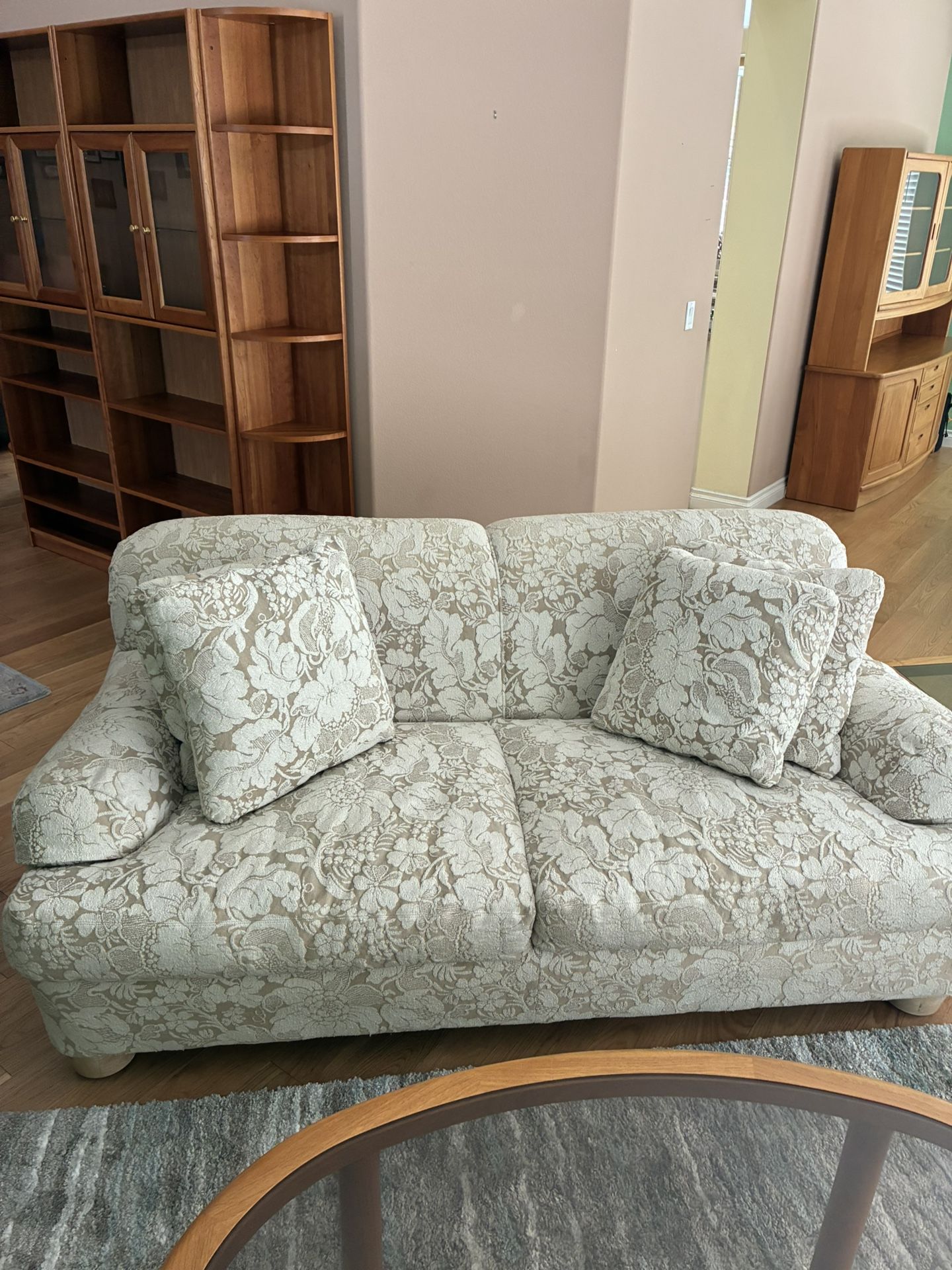 Padded Sofa With 4 Pillows Plus Chaise Lounge Chair