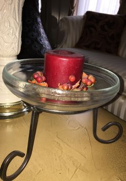 Glass candle stand or holds potpourri or small flower arrangement