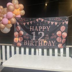 12 Birthday Banner Backdrop 