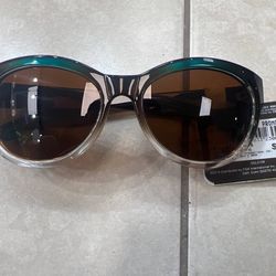 Women's Panama Jack Polarized 100% UVA/B Protect Sunglasses Blue Clear Brown