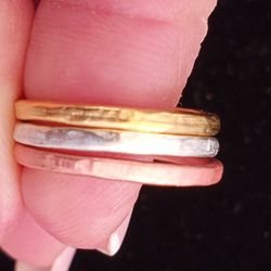 Genuine Copper&10 Kt. Gold Plated & Silver Plated Ring Set