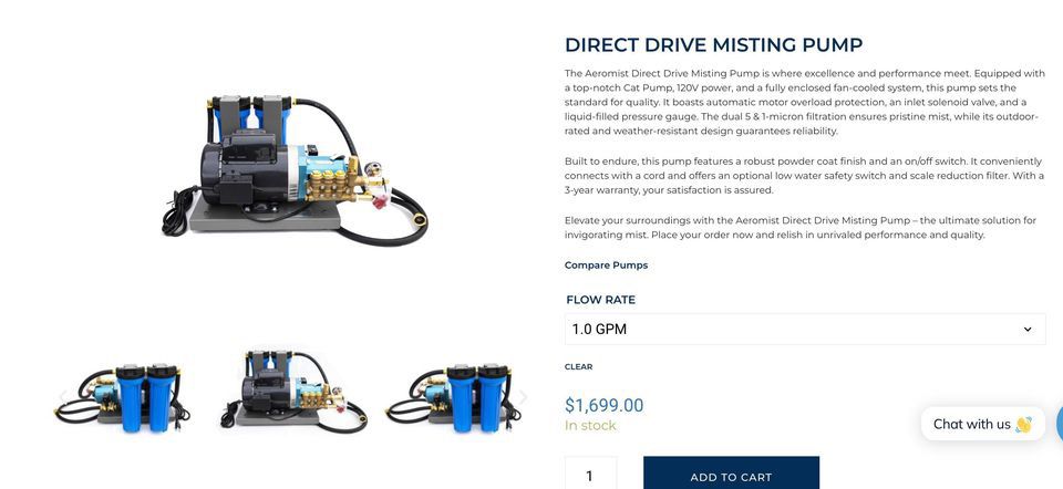 Aeromist Misting System / Direct Drive Misting Pump
