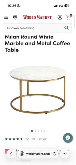 World market marble and gold coffee table