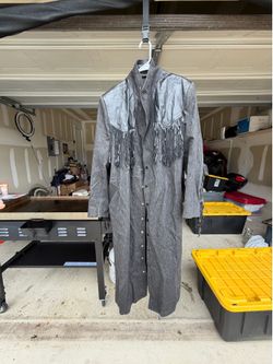 Vintage Diamond Denim & Leather trench jacket