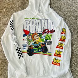 Disney Pixar Toy Story Buzz & Woody Andy's Moving Day Grand Prix Hoodie Size XXL