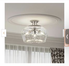 NEW 3-Light Semi-Flush Mount with Clear Glass Shade