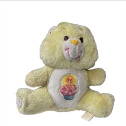 Kenner 1983 Care Bears Birthday Bear plush 7" Stuffed Animal Yellow Vintage