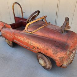 Old Murray Sad Face Fire Dept Kids Metal Pedal Car Original Firetruck
