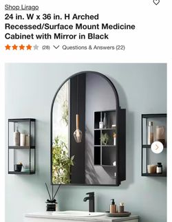 Lirago 24x36 Arched Medicine Cabinet with Mirror, Black