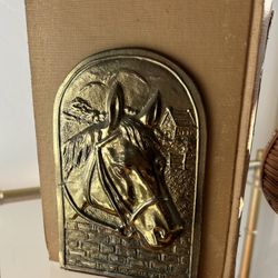 Mid Century Modern Wood Horses Animals Table Decor MCM Vintage Pair 2 Clocks Sunburst Horse Bookends Collectibles