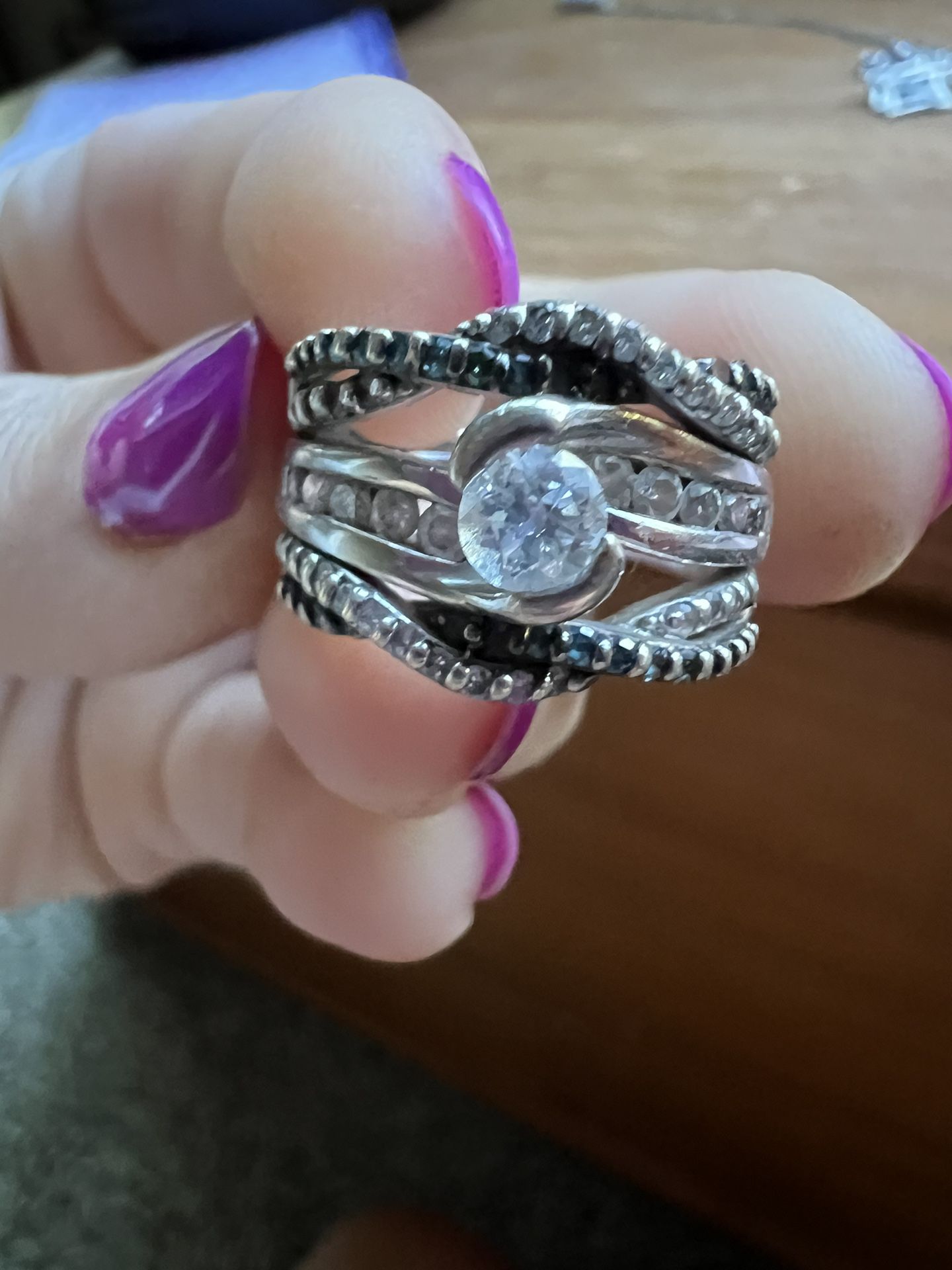 Wedding And Engagement Ring 14k White Gold
