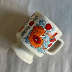 Vintage 6-oz Stylecraft Bird and Flower Pedestal Mug