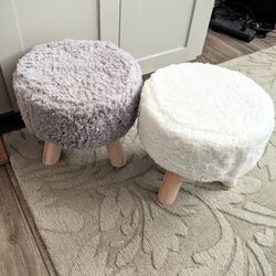 Pair Of Cushioned Footstools 