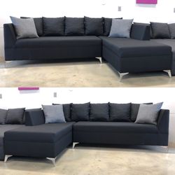 New Modern Black Sectional Sofa Couch