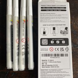 🎨Zenacolor 4 White Paint Pens - Fine Tip for Precision - Ideal for Rock Painting, Canvas, Wood, and Glass (NEW)