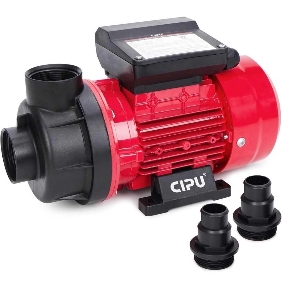 CIPU 1/4 HP Above Ground Pool Pump, 2220 GPH 115V Pool Filter Pump Replacement with 2 Hose Adapters, 22 ft Max Head Swimming Pool Self-priming Pump fo