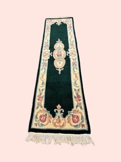 Handmade 100% Wool Floral Runner Rug | 2x8