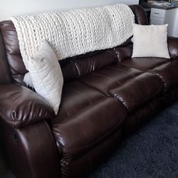 Couch - Reclining sofa - Brown Faux Leather
