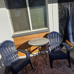 Adirondack Chairs and Mosaic Table