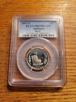 2003S PCGS PR69DCAM Silver Alabama State Quarter