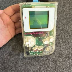 Nintendo Game Boy DMG-01 Clear Shell Console Tested + Case