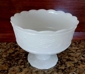 Vintage 60's E. O. Brody  Milk Glass Footed dish