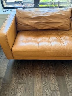 Article  Sven 88" Tufted Leather Sofa - Charme Tan