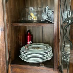 Kitchen parts and pans, silverware glassware
