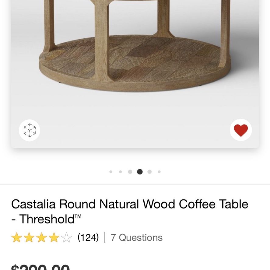 Castalia round natural wood store coffee table