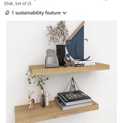 PP - INHABIT UNION Oak Floating Shelves 24”, Set Of 2 , Oak, NEW IN BOX