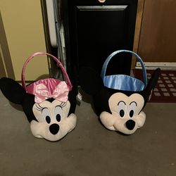 Mickey And Minnie Baskets NWT Great For Easter Or Halloween Price For Both