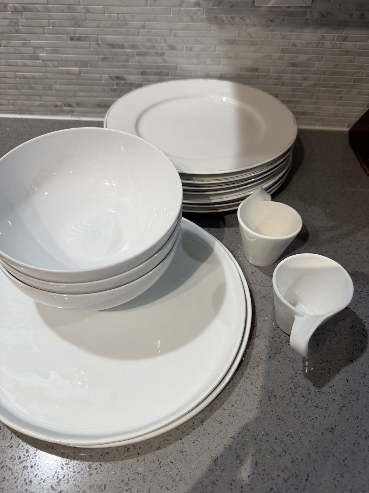 Random Dinner Plates And Bowls / Espresso Cups ( Used As Serving Dishes ) 